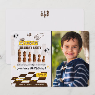 Laden Sie Ihr Foto Kids Schach Geburtstagsparty Ei Einladung