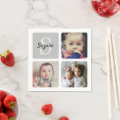 Laden Sie Ihr Foto mit Monogramm hoch Serviette (Beispiel)