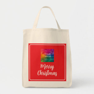 Laden Sie Ihr Foto- oder Firmenlogo zu Weihnachten Tragetasche