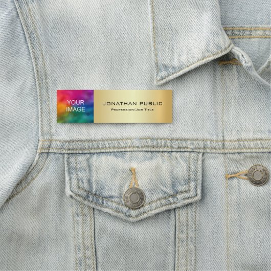 Laden Sie Ihr Geschäft-Logo oder Foto Elegant Gold Namensschild (Beispiel)