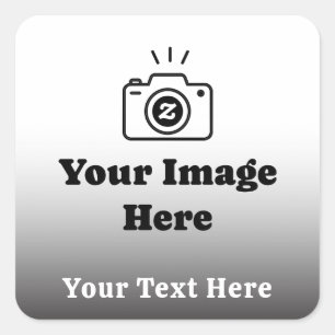 Laden Sie Ihr Lieblingsfoto und Text hoch Quadratischer Aufkleber