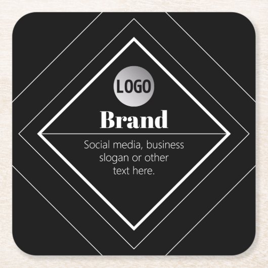 Laden Sie Ihr Logo & anpassbares Textdesign hoch Rechteckiger Pappuntersetzer (Vorderseite)