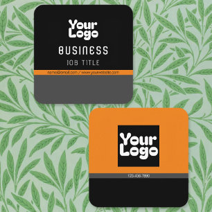 Laden Sie Ihr Logo hoch Schwarz Grau & Orange (e Quadratische Visitenkarte