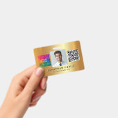 Laden Sie Ihr Logo QR Code Mitarbeiter Foto Gold h Ausweis (Handheld)