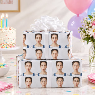 Laden Sie Ihr lustiges Gesichtsfoto Selfie hoch Geschenkpapier