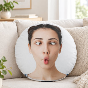 Laden Sie Ihr lustiges Gesichtsfoto Selfie hoch Rundes Kissen