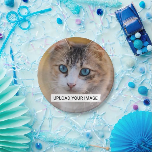 Laden Sie Ihr Niedliches Cat-Foto hoch Pappteller (Party)