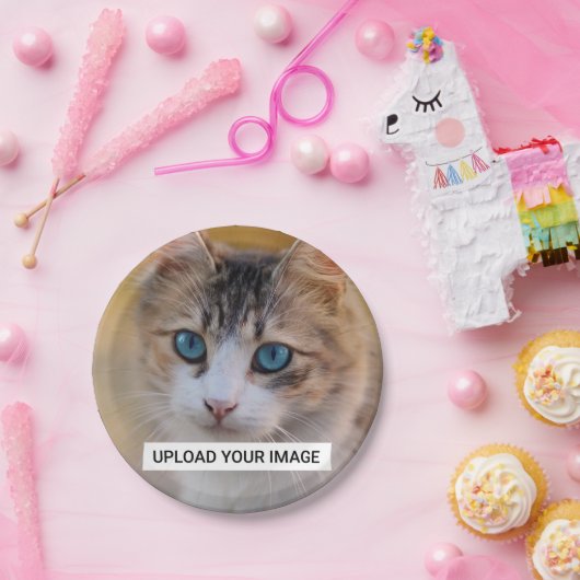 Laden Sie Ihr Niedliches Cat-Foto hoch Pappteller (Party)
