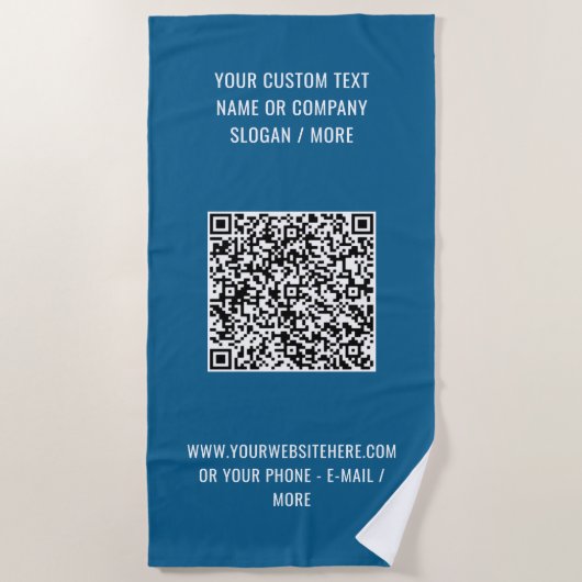 Laden Sie Ihr QR-Code-Text-Strandtuch-Beispiel hoc Strandtuch (Vorderseite)