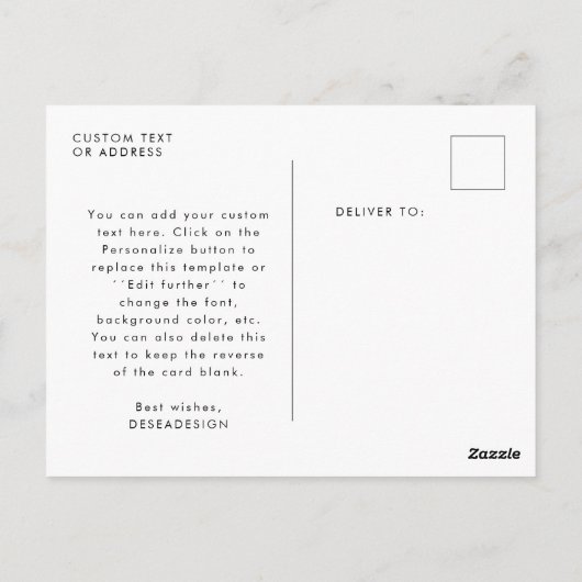 Laden Sie Ihre eigene Design Custom Business Postk Postkarte (Rückseite)