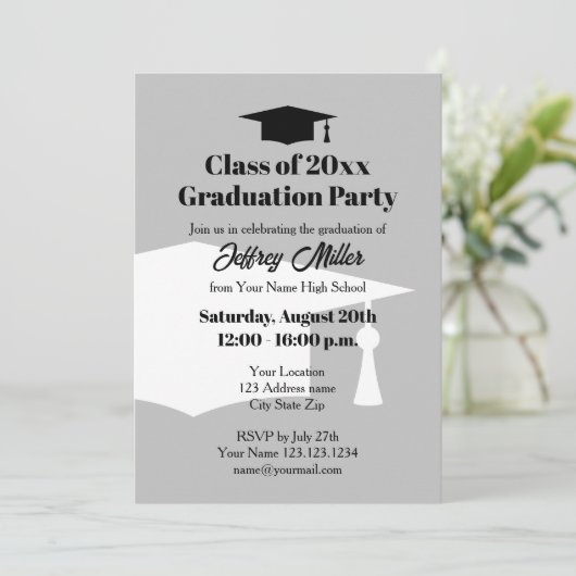 Laden Sie Ihre eigene Digital Graduation Party her Einladung (Stehend Vorderseite)
