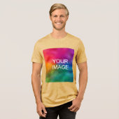 Laden Sie Ihre eigenen Foto-Logo-Vorlage Mens Senf Tri-Blend Shirt (Vorderseite voll)