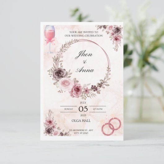 Laden Sie Ihre Liebsten zu Ihrer Hochzeit ein Einladung (Stehend Vorderseite)