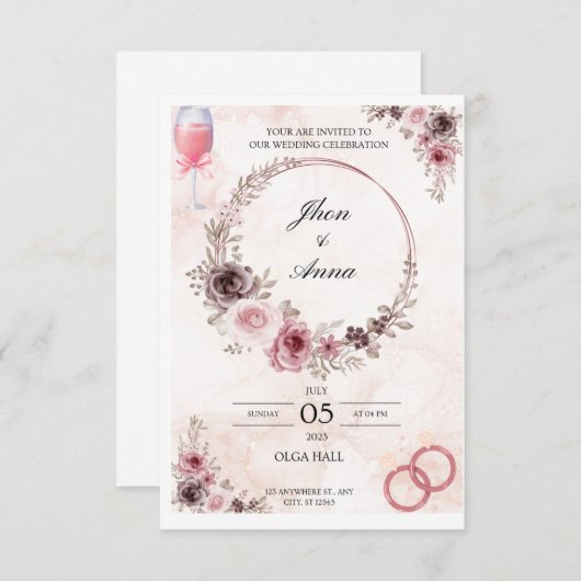 Laden Sie Ihre Liebsten zu Ihrer Hochzeit ein Einladung (Vorne/Hinten)