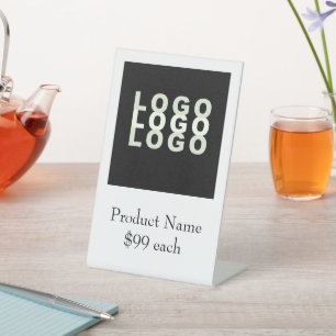 Laden Sie Ihre Logo- oder Foto-Produktpreisschilde Sockelschild
