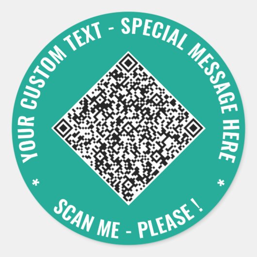 Laden Sie Ihre QR-Code-Text-Sticker Beispiel hoch Runder Aufkleber (Vorderseite)