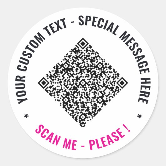Laden Sie Ihre QR-Code-Text-Sticker Beispiel hoch Runder Aufkleber (Vorderseite)