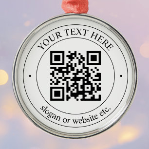 Laden Sie Ihren eigenen QR-Code und anpassbaren Te Ornament Aus Metall