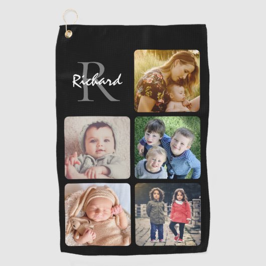 Laden Sie Ihren Foto-Namen mit Monogramm hoch Golfhandtuch (Vorderseite)