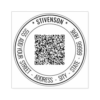 Laden Sie Ihren QR-Code hoch, fügen Sie Namen, Rüc Gummistempel