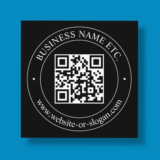 Laden Sie Ihren QR-Code und Ihren anpassbaren Text Quadratische Visitenkarte