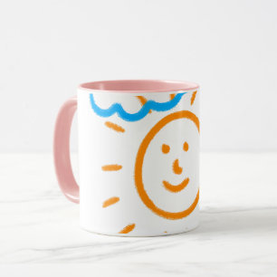 Laden Sie Kinder hoch, die das Kinderwerk in Rosa Tasse