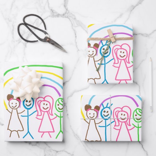 Laden Sie Kinder hoch, in denen Kids-Artwork Gezei Geschenkpapier Set (Vorderseite)