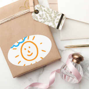 Laden Sie Kinder hoch, in denen Kids-Artwork Gezei Ovaler Aufkleber