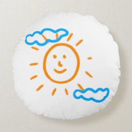 Laden Sie Kinder hoch, in denen Kids-Artwork Gezei Rundes Kissen