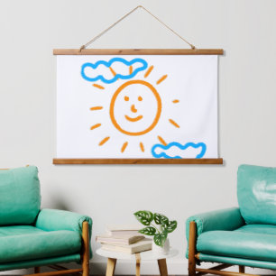 Laden Sie Kinder hoch, in denen Kids-Artwork Gezei Wandteppich Mit Holzrahmen