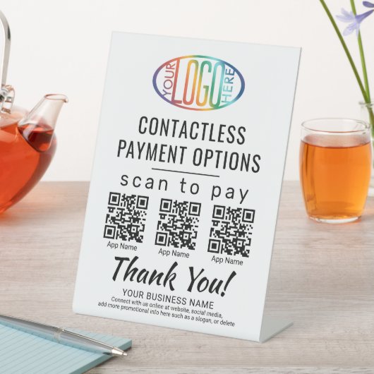 Laden Sie QR Codes & Logo 3 Payment Apps Business  Sockelschild (In Situ)