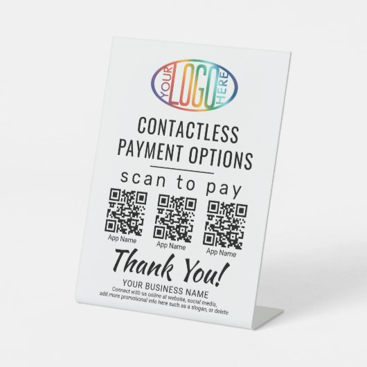 Laden Sie QR Codes & Logo 3 Payment Apps Business  Sockelschild (Vorderseite)