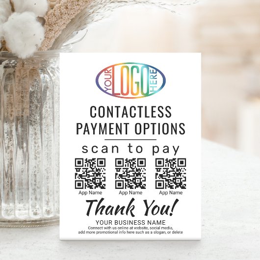 Laden Sie QR Codes & Logo 3 Payment Apps Business Sockelschild