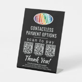 Laden Sie QR-Codes und Logo 3 Bezahlapplikationen Sockelschild (Vorderseite)