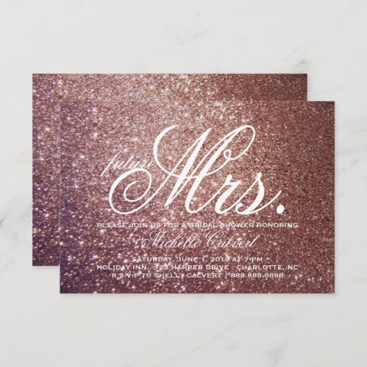 Laden Sie - Rosen-Glitzer-Brautpartyzukunft Frau Einladung (Vorne/Hinten)