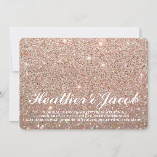 Laden Sie - Rosen-GoldGlit Fab Hochzeit ein Einladung (Vorderseite)