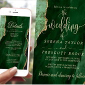 Laden Sie sich die Green Emerald Gold-Hochzeit her Einladung