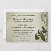 Laden Vintager Pfau kundengebundener 100. Einladung (Rückseite)