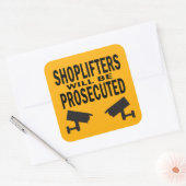 Ladenbesitzer werden mit der Verfolgung von Kamera Quadratischer Aufkleber (Umschlag)