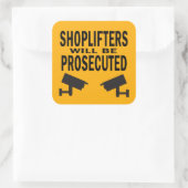 Ladenbesitzer werden mit der Verfolgung von Kamera Quadratischer Aufkleber (Tasche)