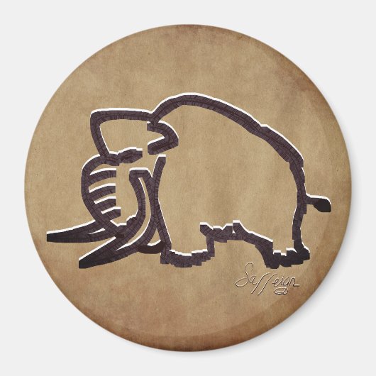 Ladender Mammut Magnet (Vorne)