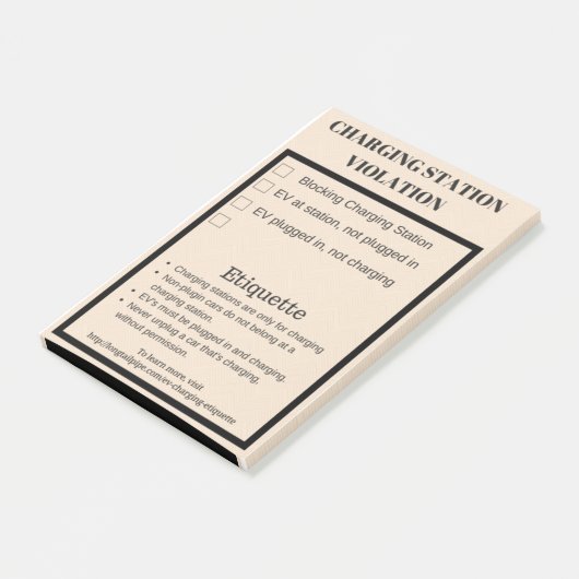 Ladestationsverletzung des elektrischen Autos Post-it Klebezettel (angewinkelt)