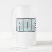 "Ladette" urbane Camouflage, blau und schwarz, Tas Mattglas Bierglas (Vorderseite Links)