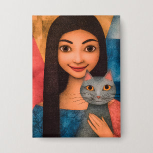 Ladies & Cats – Vintage-Porträt-Kollektion 1 Button