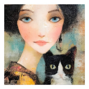 Ladies & Cats – Vintage-Porträt-Kollektion 1 Fotodruck