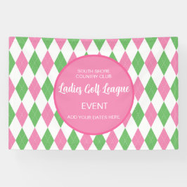 Ladies Golf League Pink Green Argyle Custom Banner
