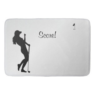Ladies Golfer Custom Text Badematte