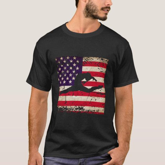 Ladies Gymnastics Usa American Flag T-Shirt (Vorderseite)