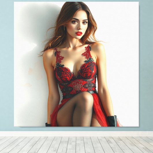 Ladies in Red Leinwanddruck (Insitu (Holzboden))