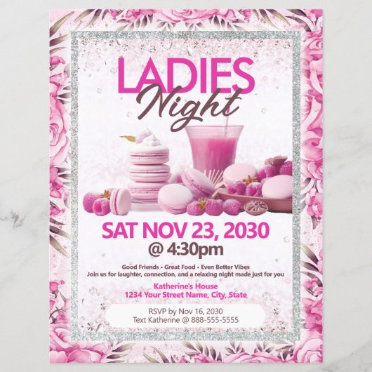 Ladies Night Party Pink Flyer Template (Vorne)
